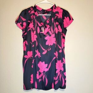 Cap Flutter-Sleeve Satin & Knit Top Size 22/24